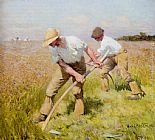 Sir George Clausen Famous Paintings - The Mowers